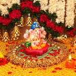 Neelpagdi Chaturbhuj Ganesha Ganga River Mitti Idol 6"| Immersible Clay & Sustainable