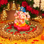 Neelpagdi Chaturbhuj Ganesha Ganga River Mitti Idol 6"| Immersible Clay & Sustainable