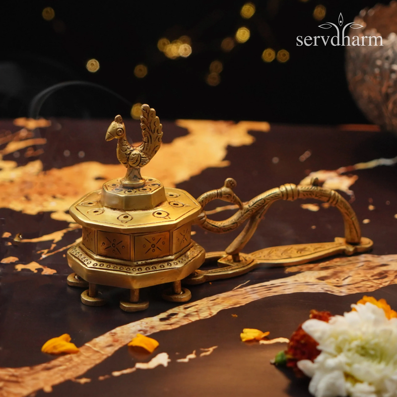 Pure Brass Peacock Incense Burner 7 Inch | 860 g