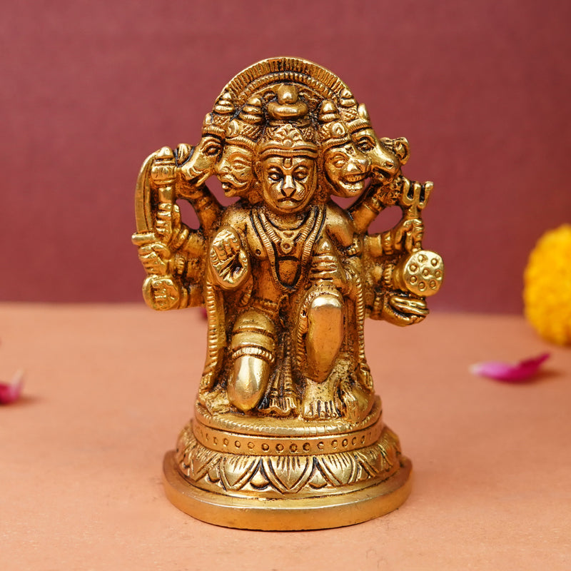 Panchmukhi Hanuman Pure Brass Murti | 740 gram Brass Idol