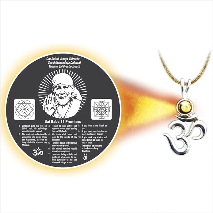 Silver Sai Baba Pendant in Om Design | Om Pendant with Premium Gift Box