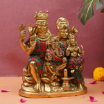 Stunning Brass and Stone Work Shiv Parivaar | 3.3 KG Pure Brass
