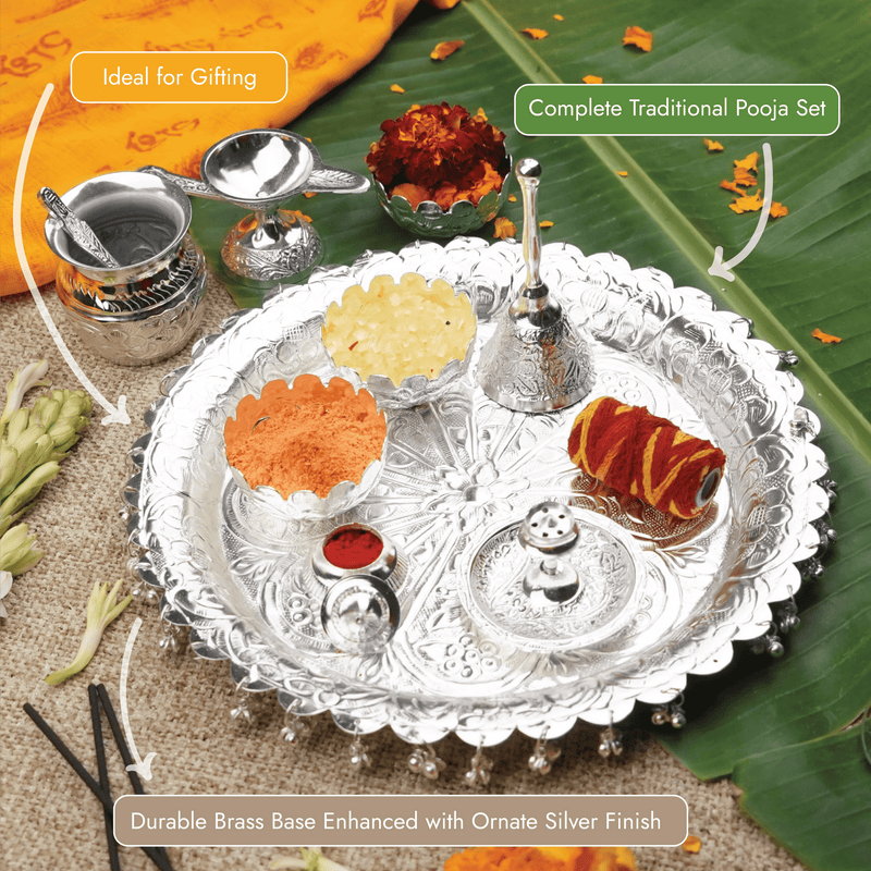 Shell Thali Silver Plated Thali Set 11