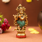 Serene Lord Krishna Statue Playing Flute (5 Inch)
