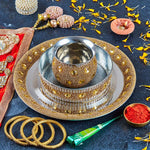 Golden Beaded Karwa Chauth Thali Set