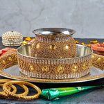 Golden Beaded Karwa Chauth Thali Set
