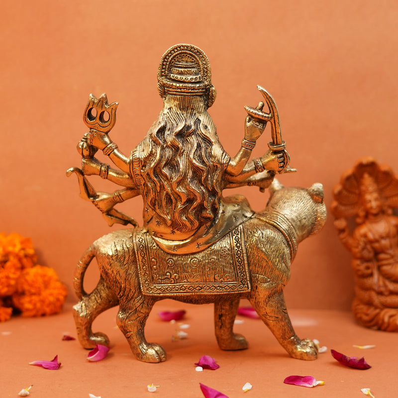 Goddess Durga Brass Idol | Stunning Craftsmanship | 2.2 KG Brass Idol