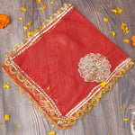 Sherawali Mata Red Flower Design Chunni (20 Inch)