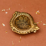 Leaf Shaped Decorative Brass Diya (3.5 Inch)