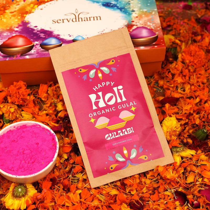 Herbal Gulal - Pink (50 Gram Pack) | Gulaabi Gulal | Gifting Pack of Organic Gulaal | Made of Flowers | Skin Friendly