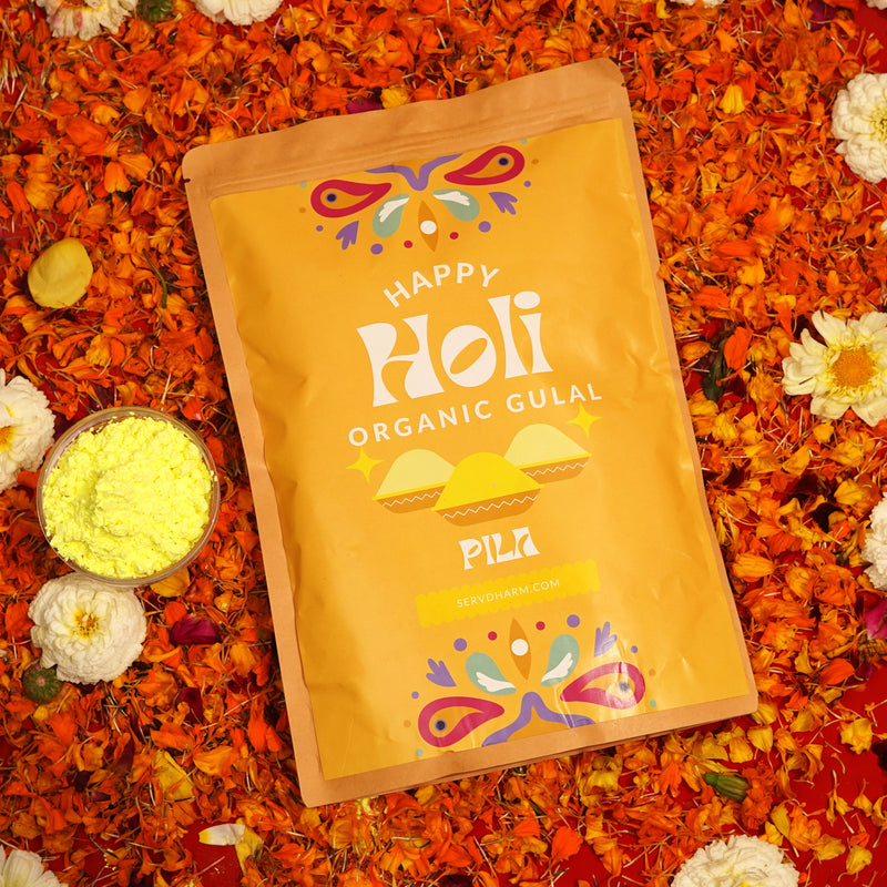 Herbal Gulal - Yellow (900 Grams Pack) | Pila Gulal | Value Pack of Organic Gulaal | Skin Friendly | Made of Flowers