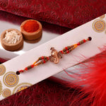 Divine Ganesha Wooden N Crystal Beads Rakhi