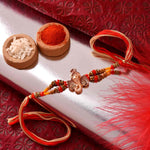 Divine Ganesha Wooden N Crystal Beads Rakhi