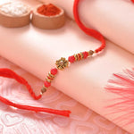 Floral Pattern & Red Beads Rakhi