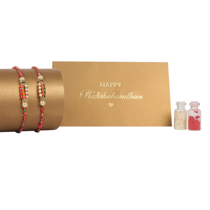 Gorgeous Multistrands Beads N Pearls Rakhi - 2Pcs