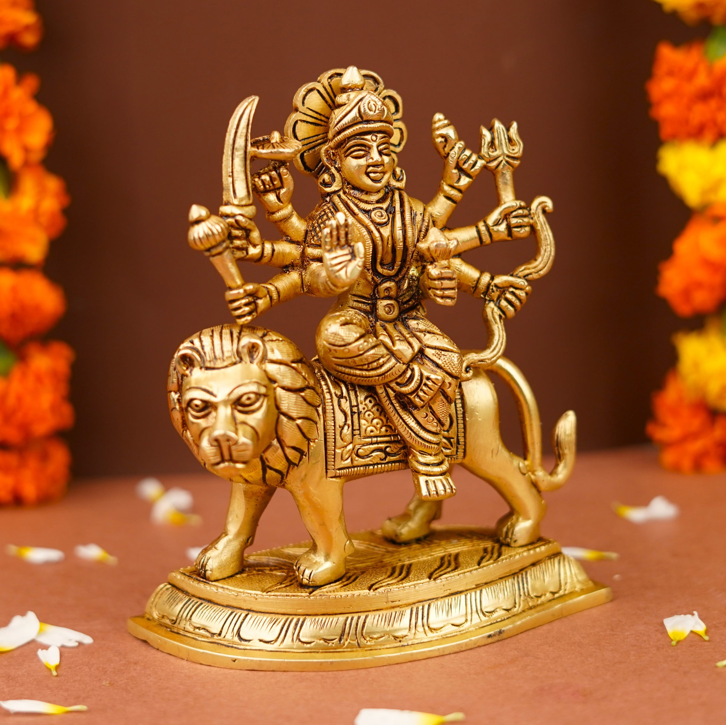 Stunning Brass Maa Durga Statue (6.5 Inch), 1.2 KG – ServDharm
