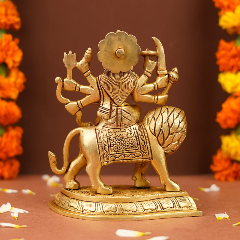 Stunning Brass Maa Durga Statue (6.5 Inch), 1.2 KG – ServDharm