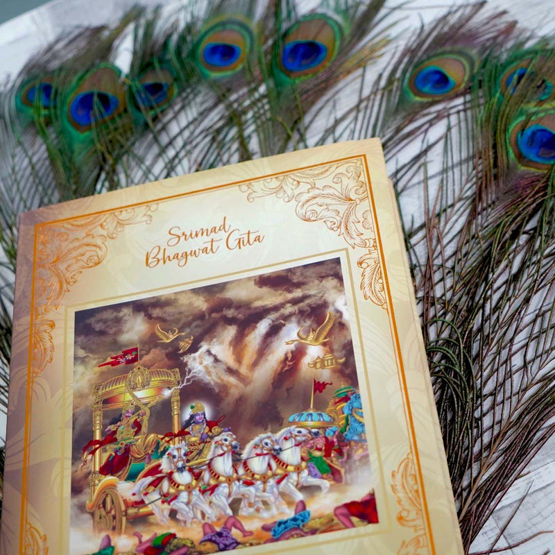 Premium Bhagavad Gita in a Wooden Gift Box- (Lord Krishna and Arjuna Art on Box) Collector's Edition | 700 Original Verses in Sanskrit, Hindi and English Translation
