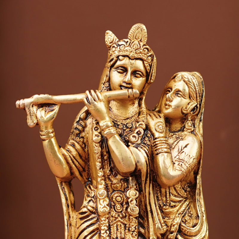 Beautiful Brass Radha Krishna Idol (8.5 Inch)