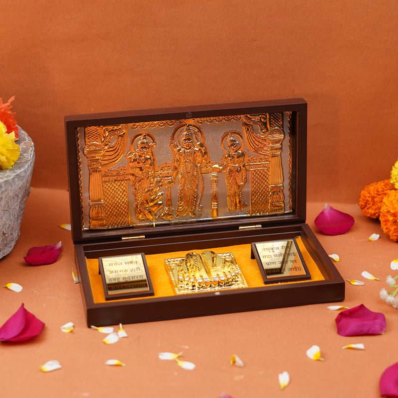 Gold Foil Ram Darbar Pooja Box