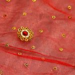 Beautiful Red Mata Ki Chunni With Beadwork & Gotta - (21.5 Inch)