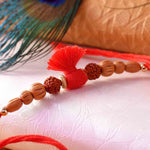 Red Mauli Rudraksh And Sandalwood Bead Rakhi - 2Pcs