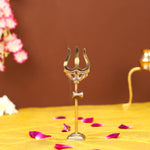 Decorative Handcrafted Brass Trishul with Damru  (5.5 Inch)