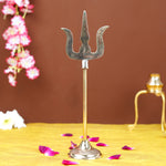 Gold Plated Brass Trishul with Stand (10 Inch)