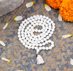 White Hakik Mala (8 mm) | Healing White Agate Mala with 108 + 1 Beads