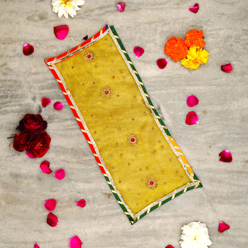 Mata Chunni With Beadwork & Gotta Lace - (14 Inch )