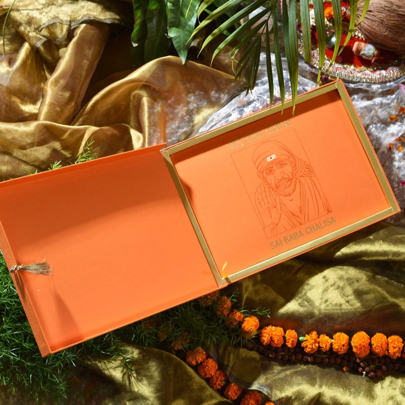 Sai Chalisa A4 Edition in Premium Gift Case, Gold Foiling Hardbound, Sacred Verses of Sai Baba